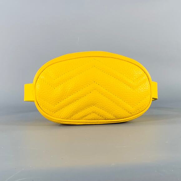 VINTAGE Yellow Mustard Chevron Pebble Grain Leather Belt Bag